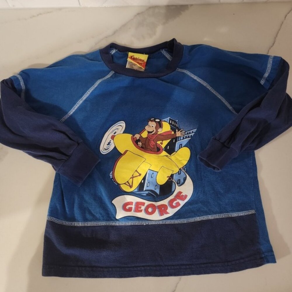 Rare‎ vintage Curious George Boys Long Sleeve Shirt Size 6X